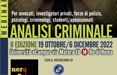 Corso Analisi Criminale 2° ed, in modalità webinar